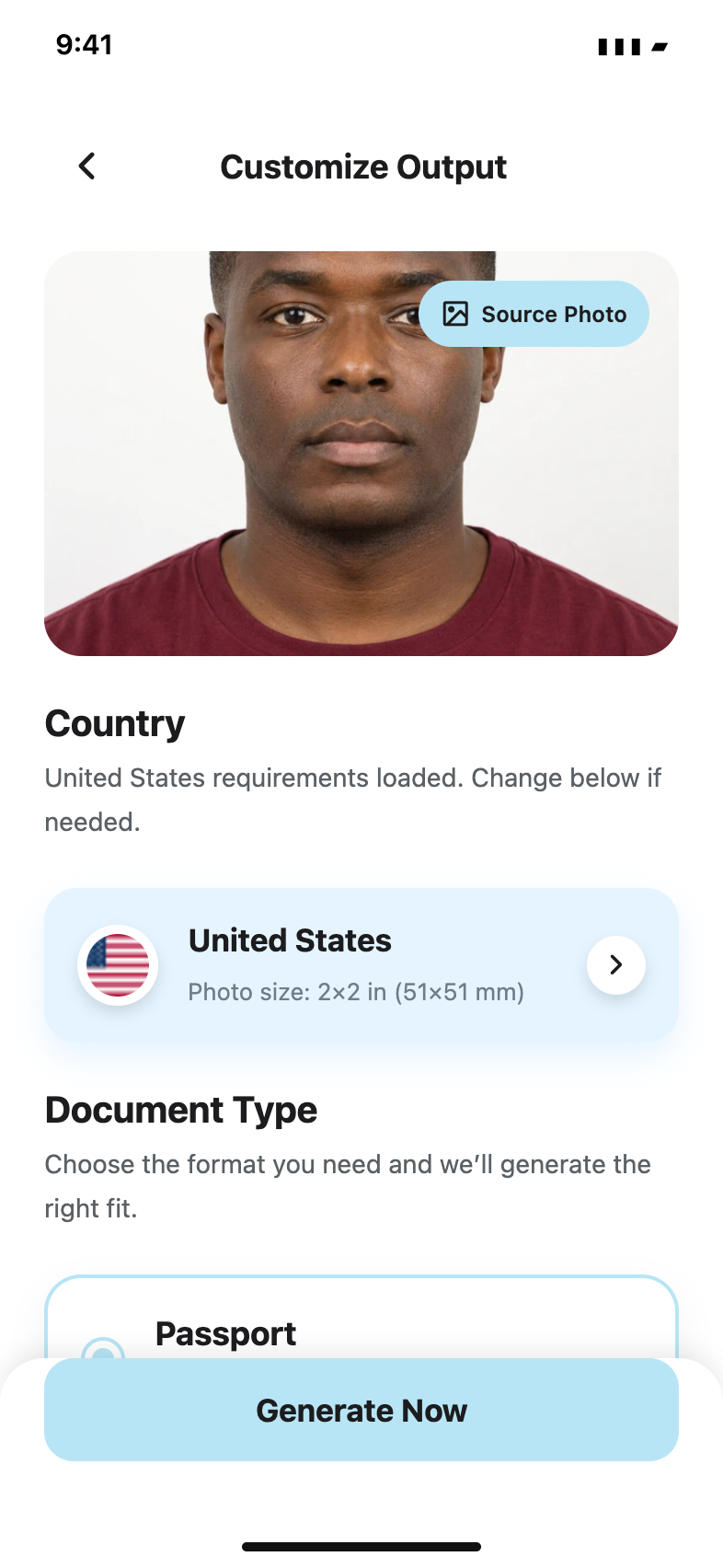 Choose your document — Passport Booth · English